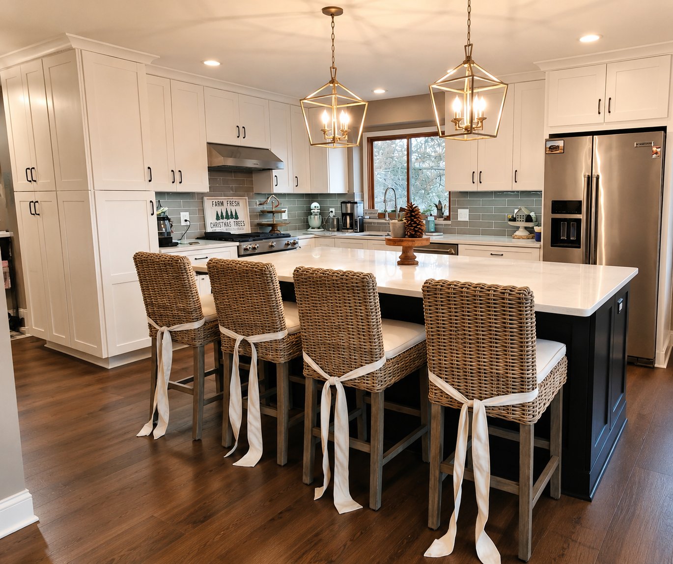 Updated kitchen with custom cabinetry and stone counters